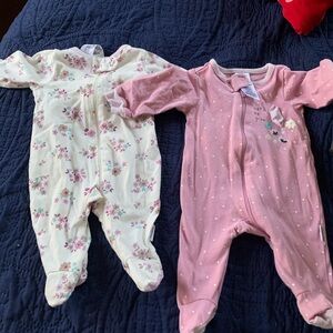 Gerber Floral and Pink Baby Footies Set